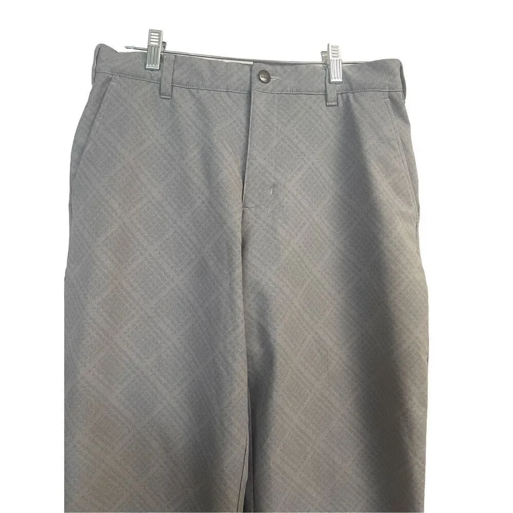 Adidas Men's Beige Check Pattern Relaxed Golf Khaki Pants Size 32 X 32
